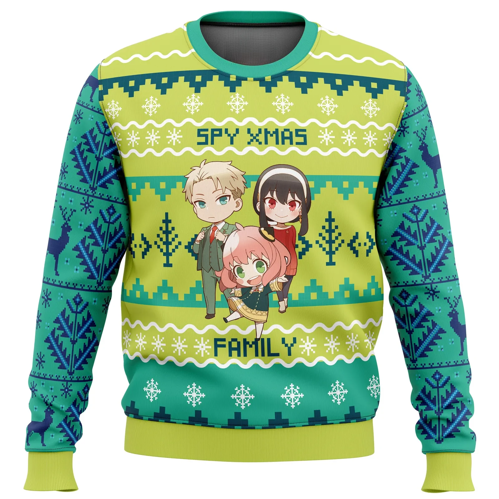 Chibi Spy x Family Ugly Christmas Sweater, Spy Xmas Family Anime Holiday Sweatshirt with Loid Yor and Anya, Unisex Xmas Gift for Manga Fans
