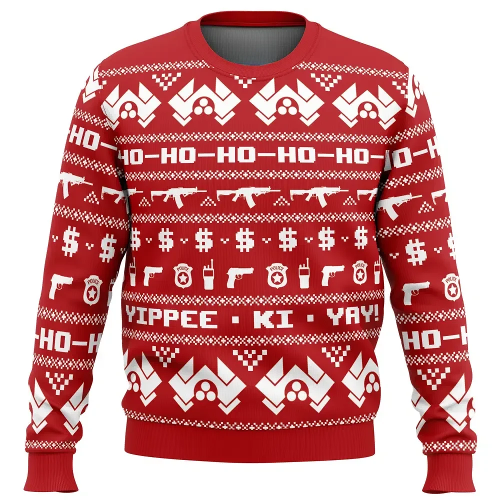 McClane Winter Die Hard Ugly Christmas Sweater, Yippee Ki Yay Holiday Sweater, Nakatomi Plaza Ho-Ho-Ho Pullover, Christmas Movie Xmas Gift