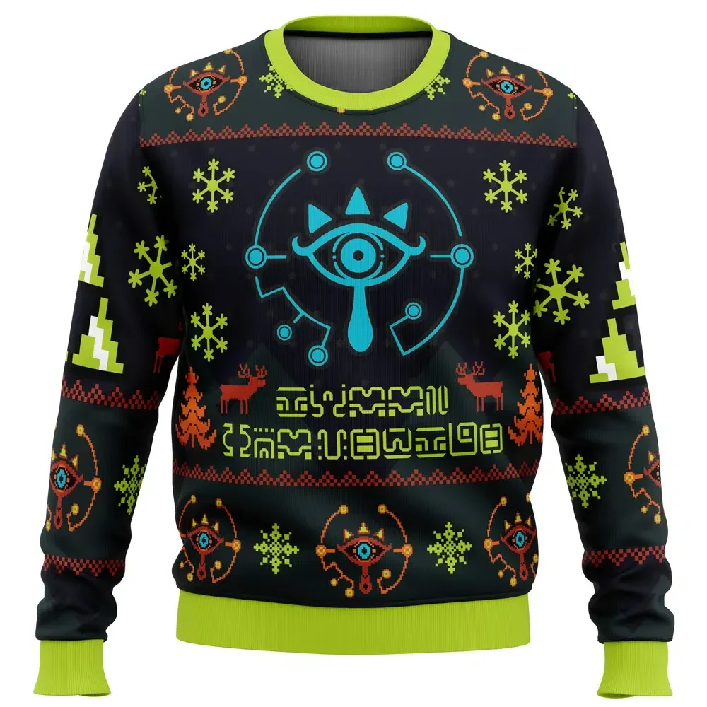 Sheikah Eye Zelda Ugly Christmas Sweater, Legend of Zelda Breath of the Wild Holiday Sweatshirt, Unisex Gamer Xmas Gift for Hyrule Fans