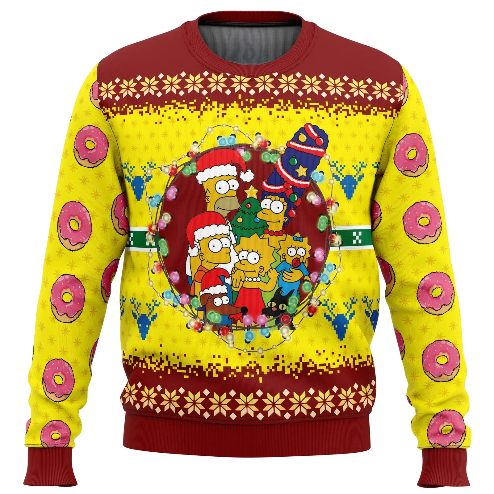 The Simpsons Family Ugly Christmas Sweater, Homer Marge Bart Lisa and Maggie Holiday Sweater, Springfield Funny Cartoon Xmas Gift for Fans