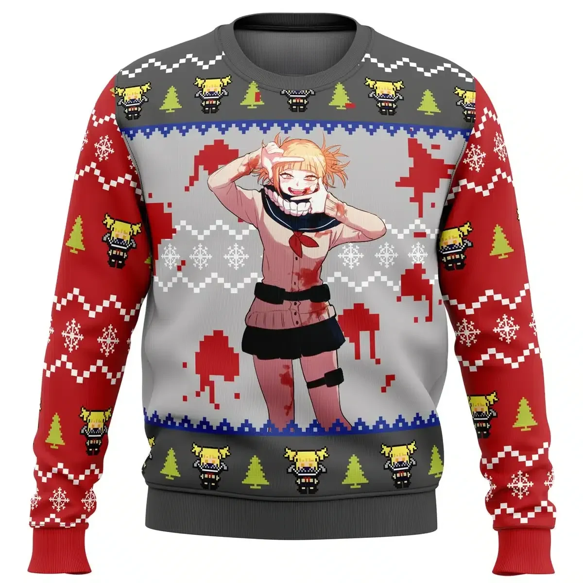 Himiko Toga My Hero Academia Ugly Christmas Sweater, MHA Villain Holiday Sweater, League of Villains Anime Xmas Sweatshirt Gift for Fans
