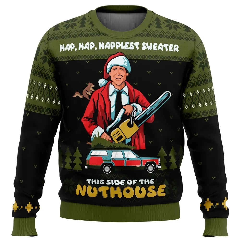 Hap Hap Happiest Sweater This Side of the Nuthouse, National Lampoon's Christmas Vacation Ugly Christmas Sweater, Movie Xmas Jumper