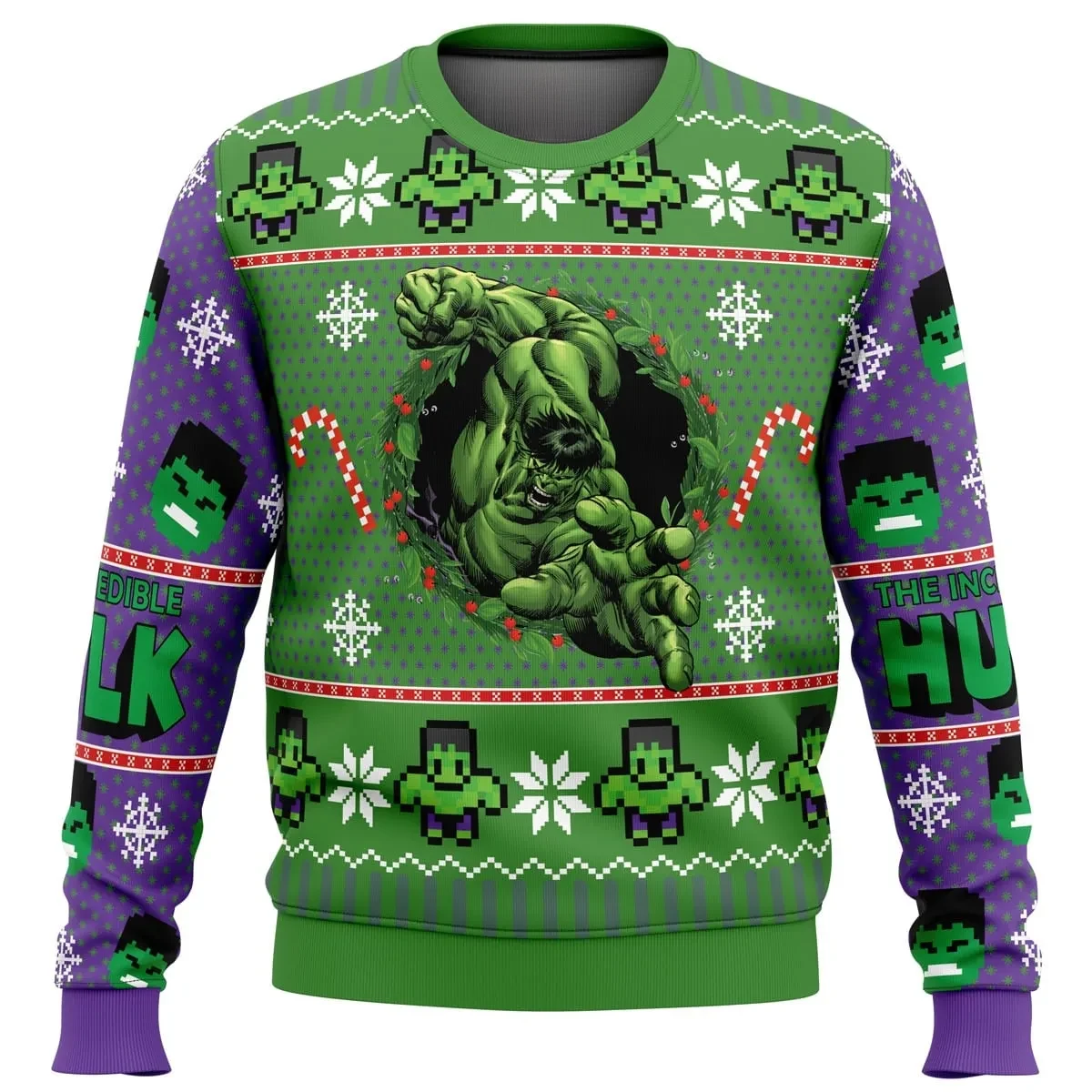 The Incredible Hulk Marvel Ugly Christmas Sweater, Green Fist Smash Superhero Holiday Sweater, Avengers Xmas Sweatshirt, Gift for Comic Fans