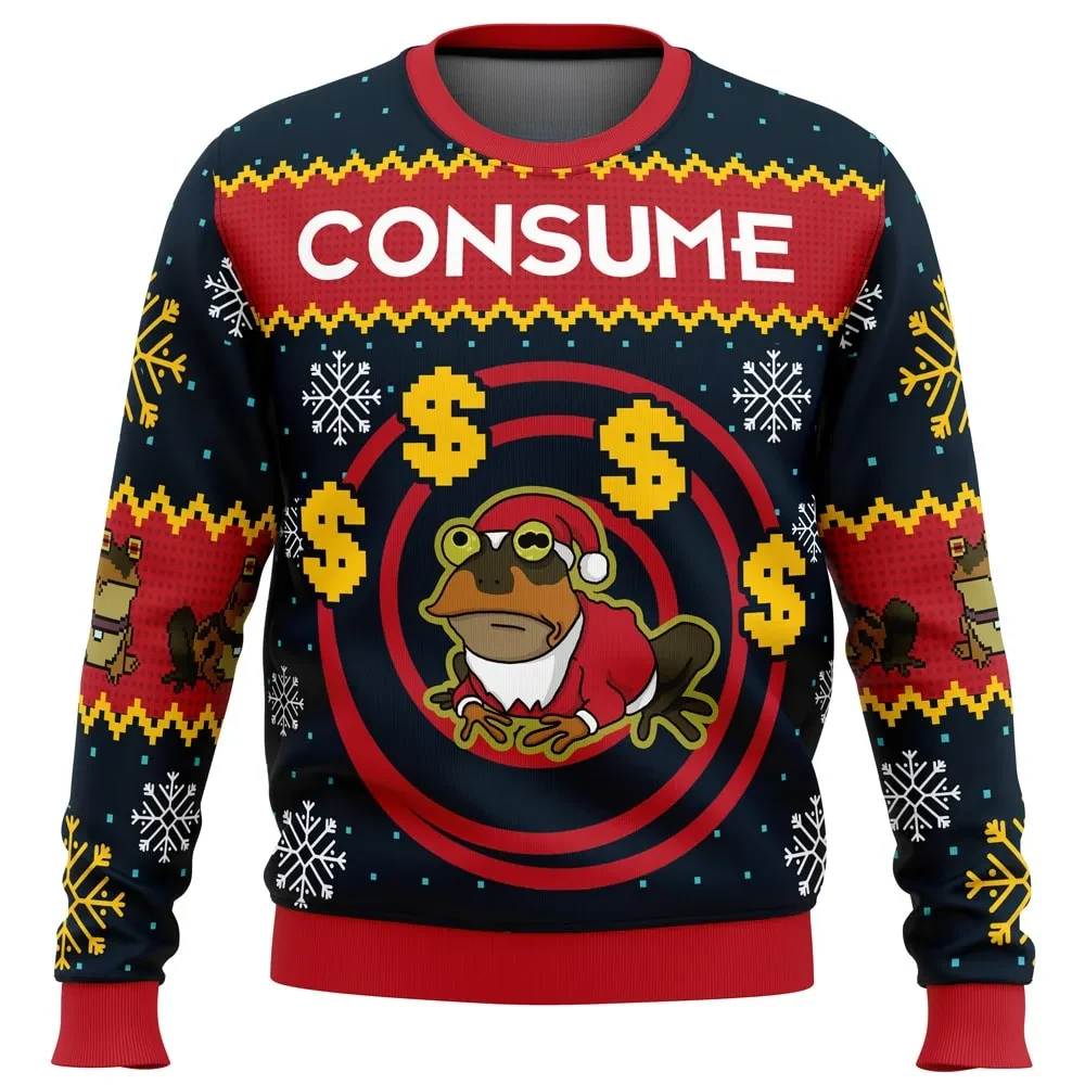 Hypnotoad Consume Futurama Ugly Christmas Sweater, Futurama Holiday Sweater, Funny Cartoon Xmas Gift, Gold Dollar Sign Unisex Pullover