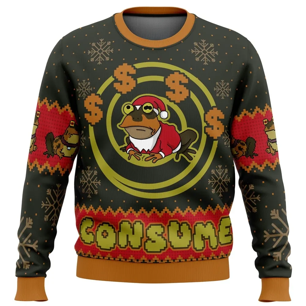 Consume Hypnotoad Futurama Ugly Christmas Sweater, Futurama Holiday Sweater, Santa Toad Hypnotic Spiral Design, Cartoon Xmas Gift for Fans
