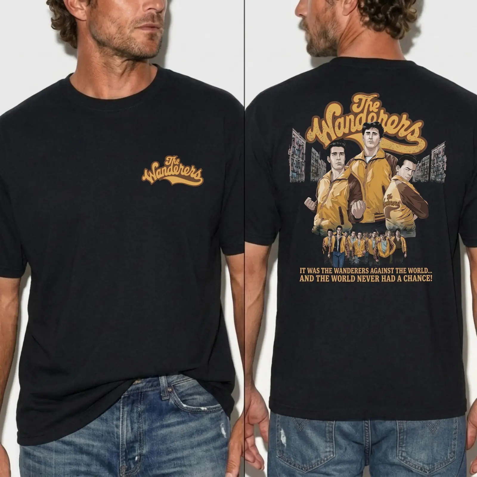 The Wanderers 1979 Vintage Cult Movie Graphic Tee, Retro Gang Film Double-Sided Print Streetwear Relaxed Fit Unisex Cotton T-Shirt