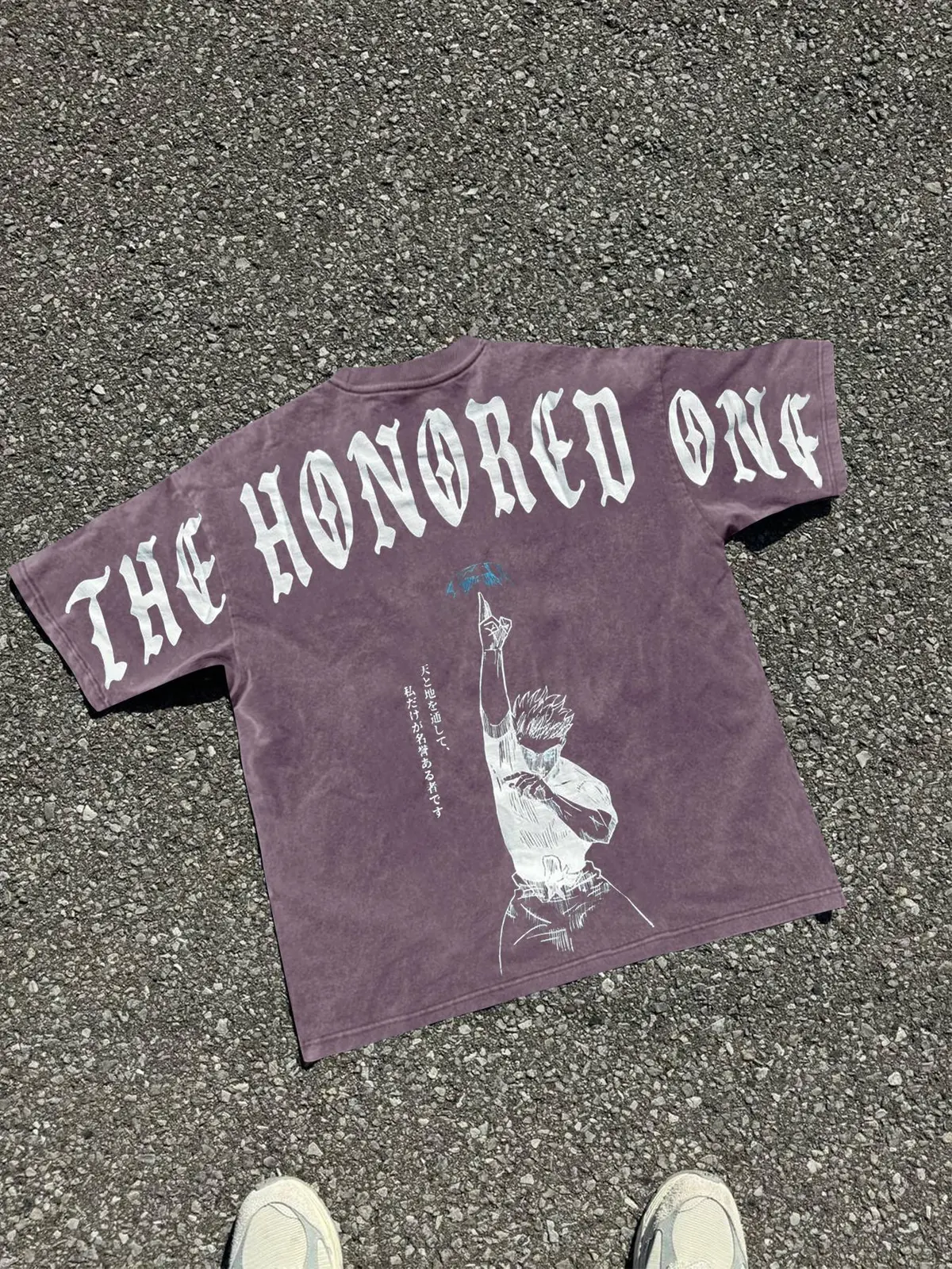 The Honored One Gojo Jujutsu Kaisen Anime Graphic Washed Tee, Vintage Streetwear Front and Back Print Acid Wash Unisex Cotton T-Shirt
