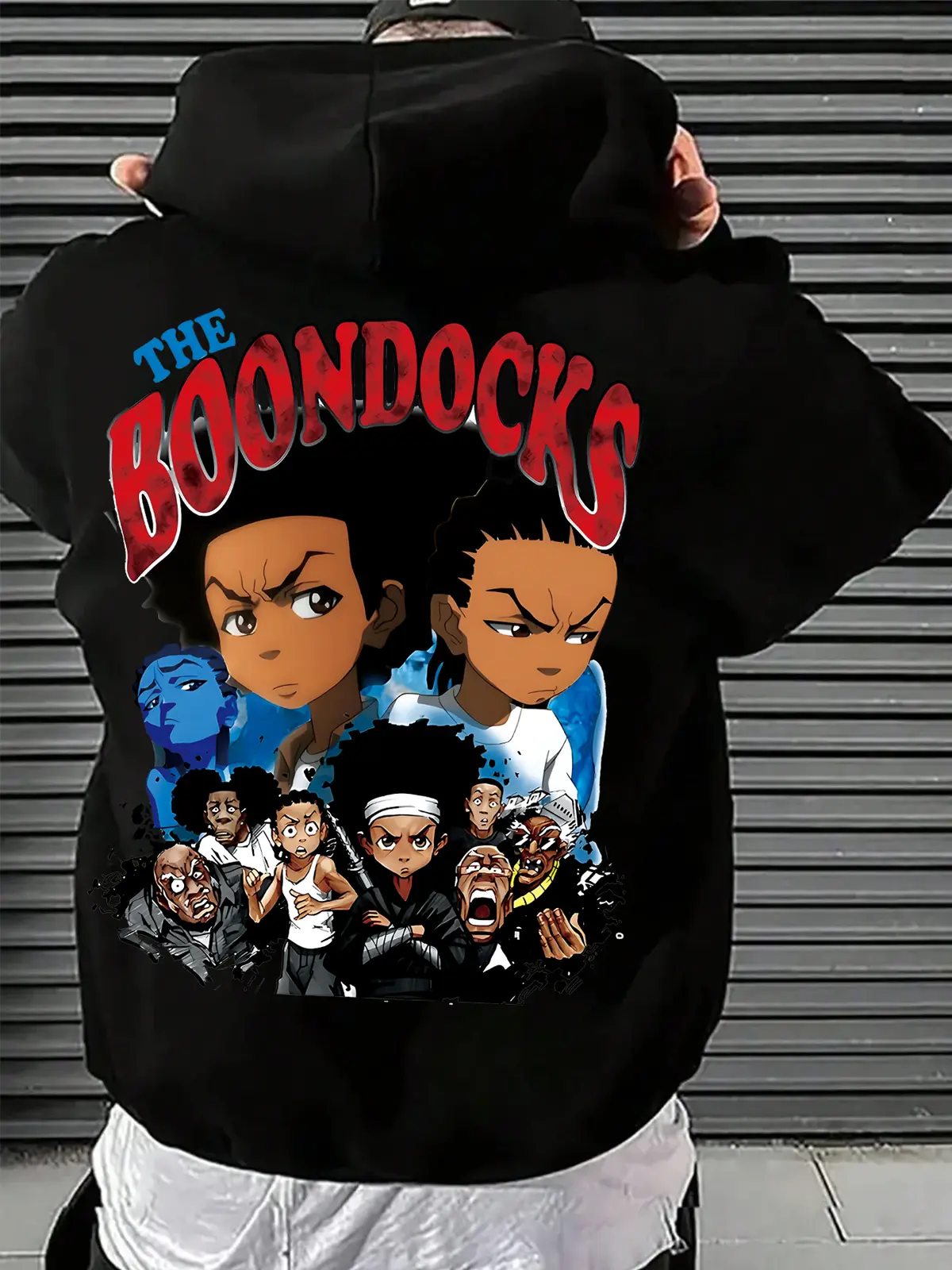 The Boondocks Huey and Riley Freeman Cartoon Hoodie, Vintage Hip Hop Streetwear Back Print Graphic Pullover Unisex Hooded Sweatshirt
