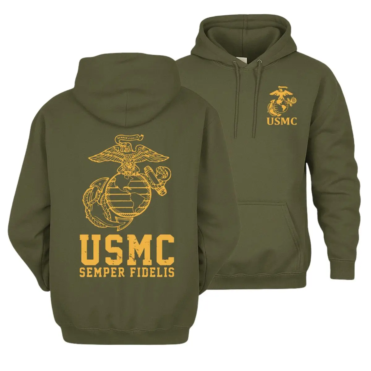 USMC Semper Fidelis Marine Corps Hoodie, Retro 1775 - 2025 250th Eagle Globe Anchor Vintage Front and Back Sweatshirt and T-Shirt