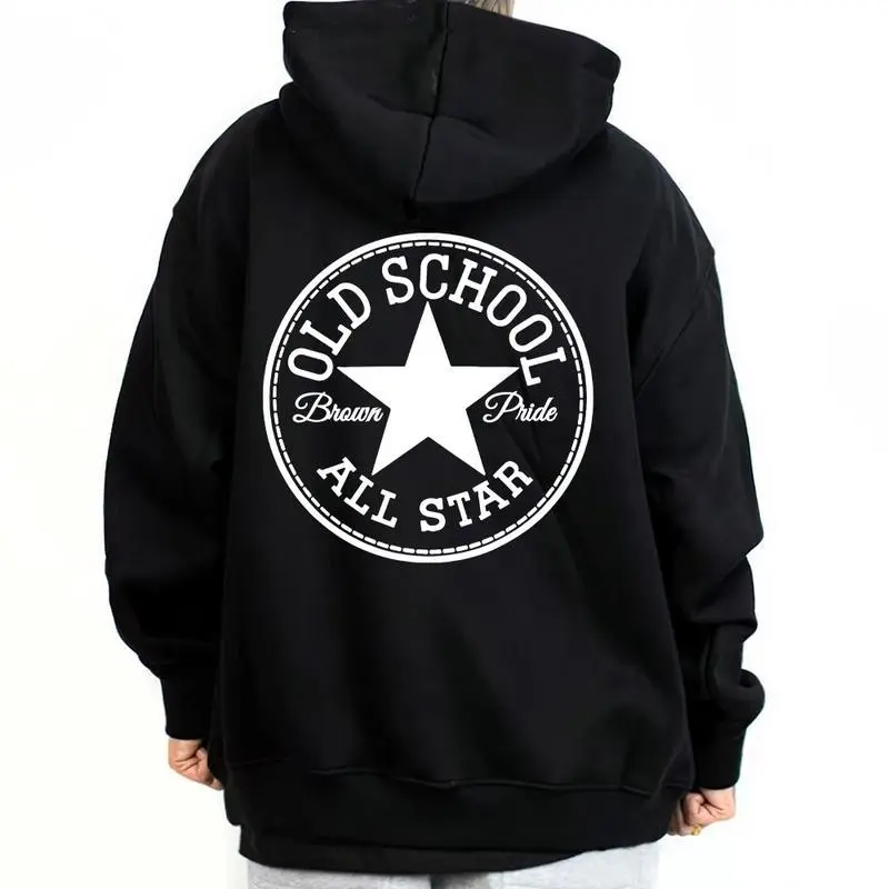 Old School All Star Brown Pride Chicano Graphic Tee, Hip Hop Streetwear Oversized T-Shirt Crewneck Sweatshirt and Pullover Hoodie