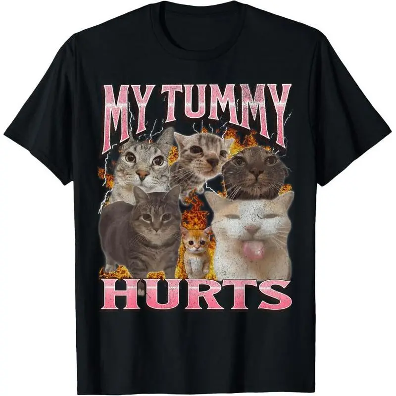 My Tummy Hurts Funny Cat Meme Bootleg Graphic Tee, My Stomach Hurts Vintage Washed T-Shirt, Hoodie and Sweatshirt Unisex Streetwear Top