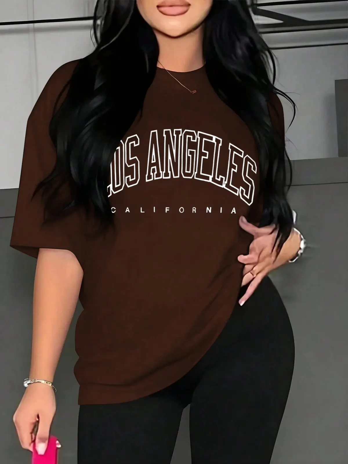 Los Angeles California Varsity Letter Print Graphic Tee, Womens Loose Fit Boho Streetwear Shirt, Casual Summer Oversized Unisex T-Shirt