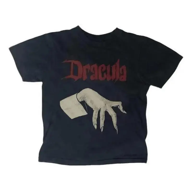 Vintage Dracula Classic Horror Book Cover Graphic Baby Tee, Gothic Bram Stoker Vampire Novel Retro Y2K Fitted Cotton Women's Baby T-Shirt