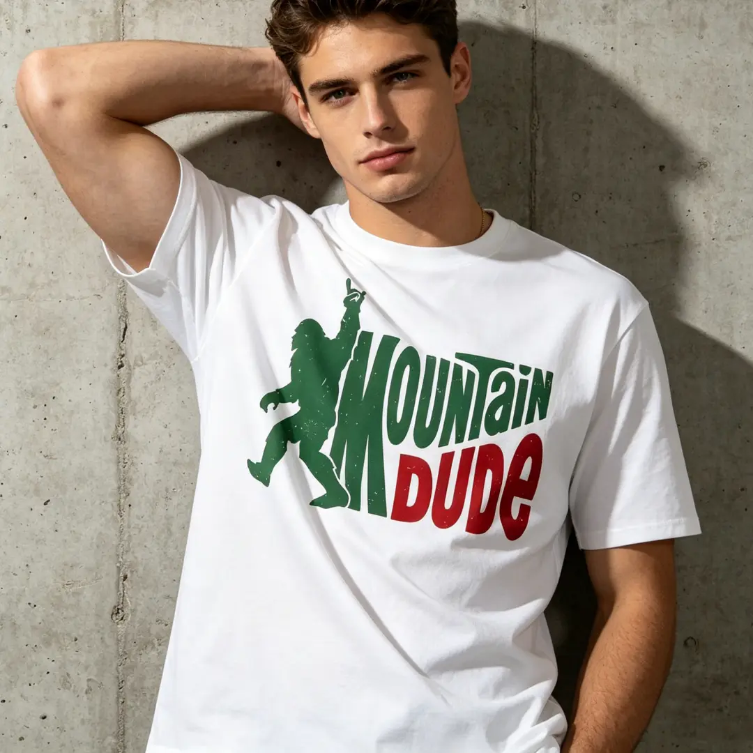 Bigfoot Mountain Dude Graphic Tee, Funny Sasquatch Rock On Retro Outdoor Hiking Camping Soda Parody Unisex Cotton T-Shirt