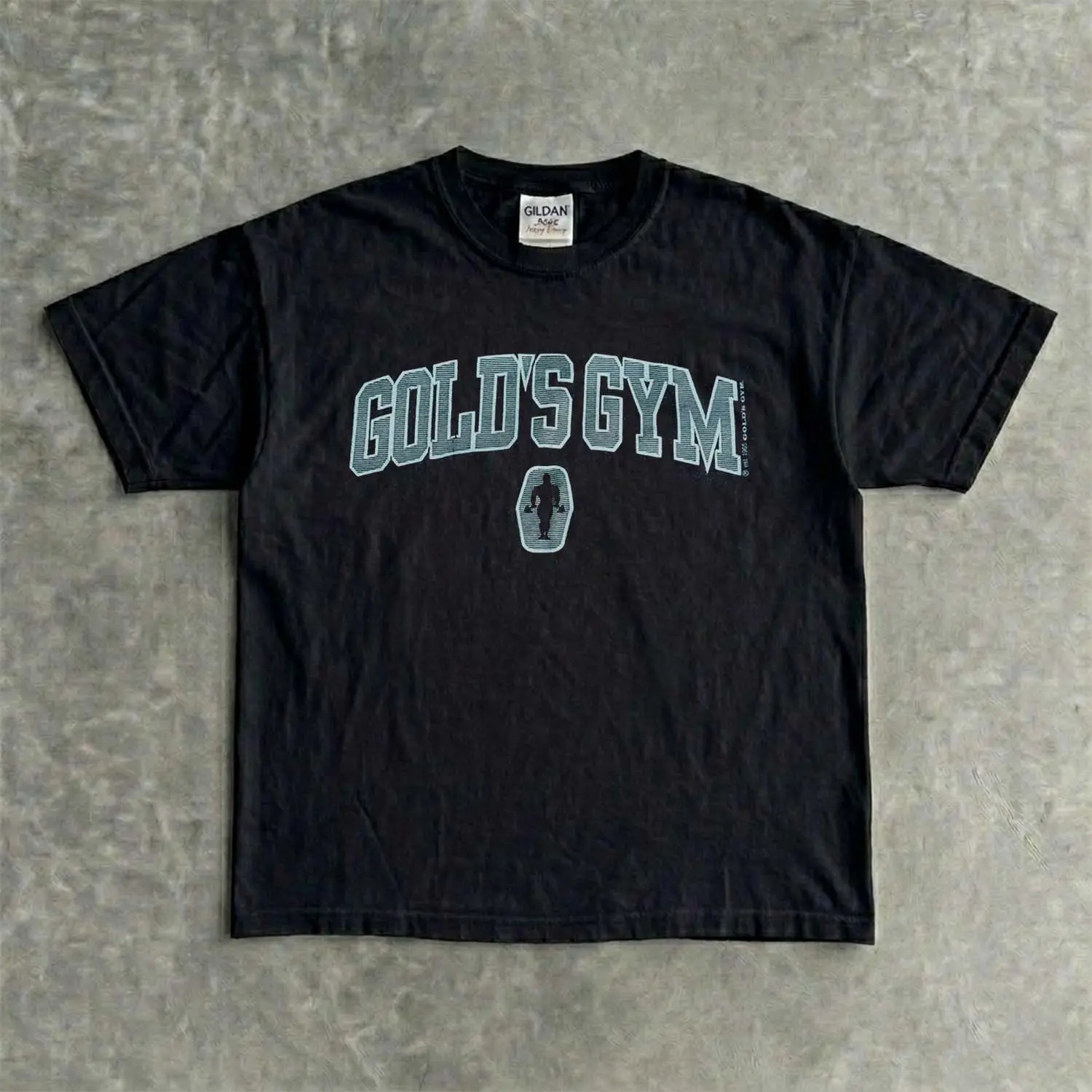 Gold's Gym Classic Logo Vintage Fitness Graphic Tee, Retro Bodybuilding Gym Workout Unisex Heavy Cotton Crew Neck T-Shirt