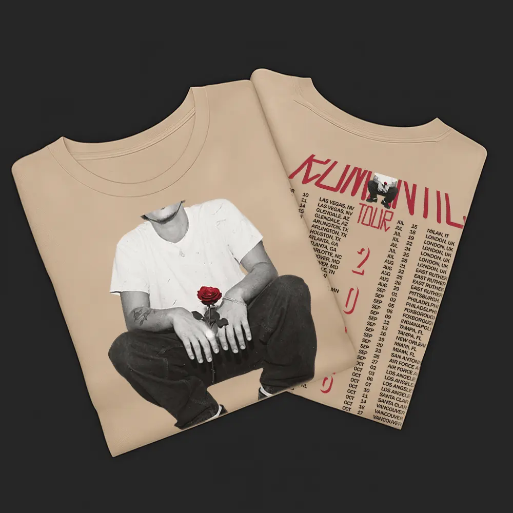 Romantic Tour 2026 Concert Tour Dates Music Artist Fan Graphic Tee, Vintage Red Rose Photo Front and Back Print T-Shirt, Sweatshirt or Hoodie