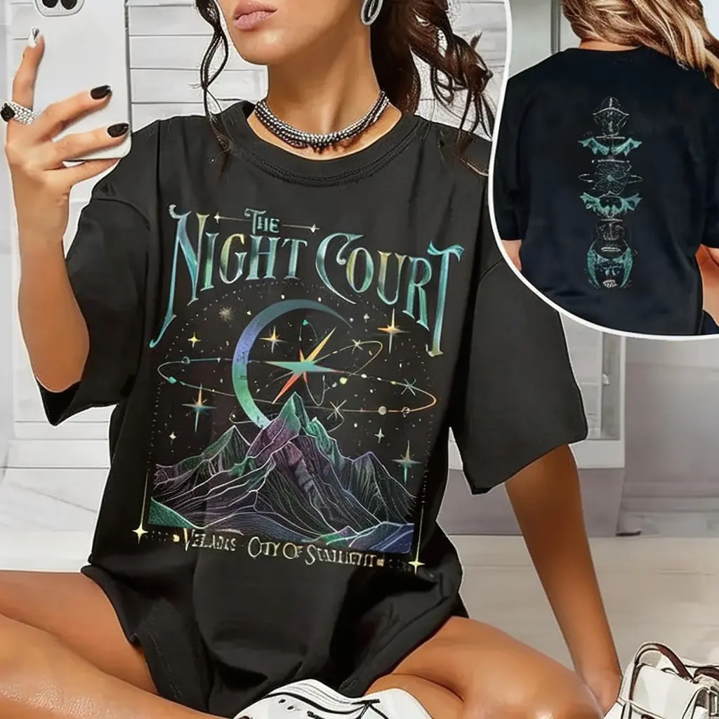 Velaris The Night Court ACOTAR Two-Sided Tee, Court of Dreams Inner Circle Sarah J Maas Booktok Fantasy Romance Graphic Unisex T-Shirt