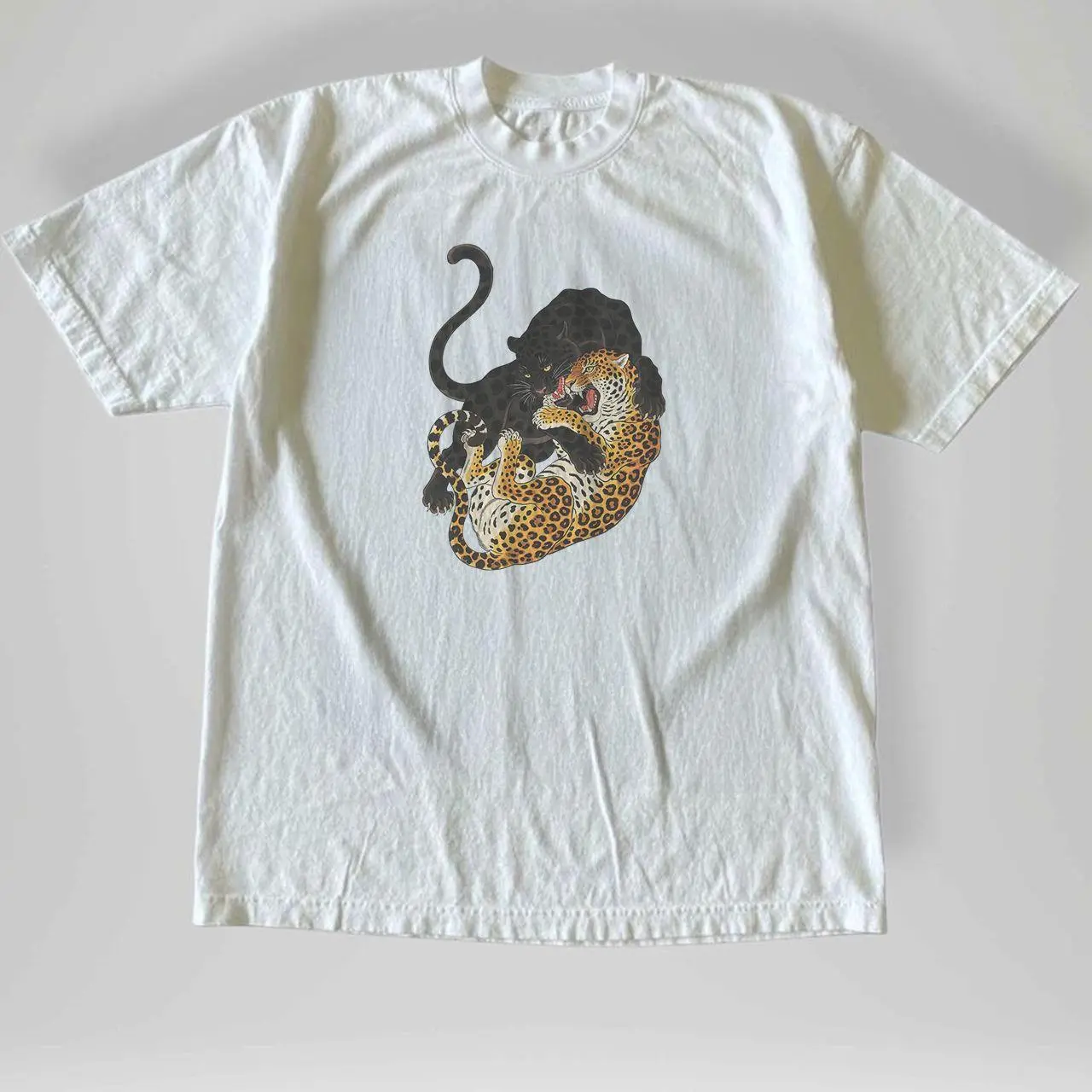 Vintage Black Panther Cat and Leopard Graphic Tee, Y2K Gothic Grunge Emo Scene Amity Affliction Style Animal Streetwear Unisex T-Shirt