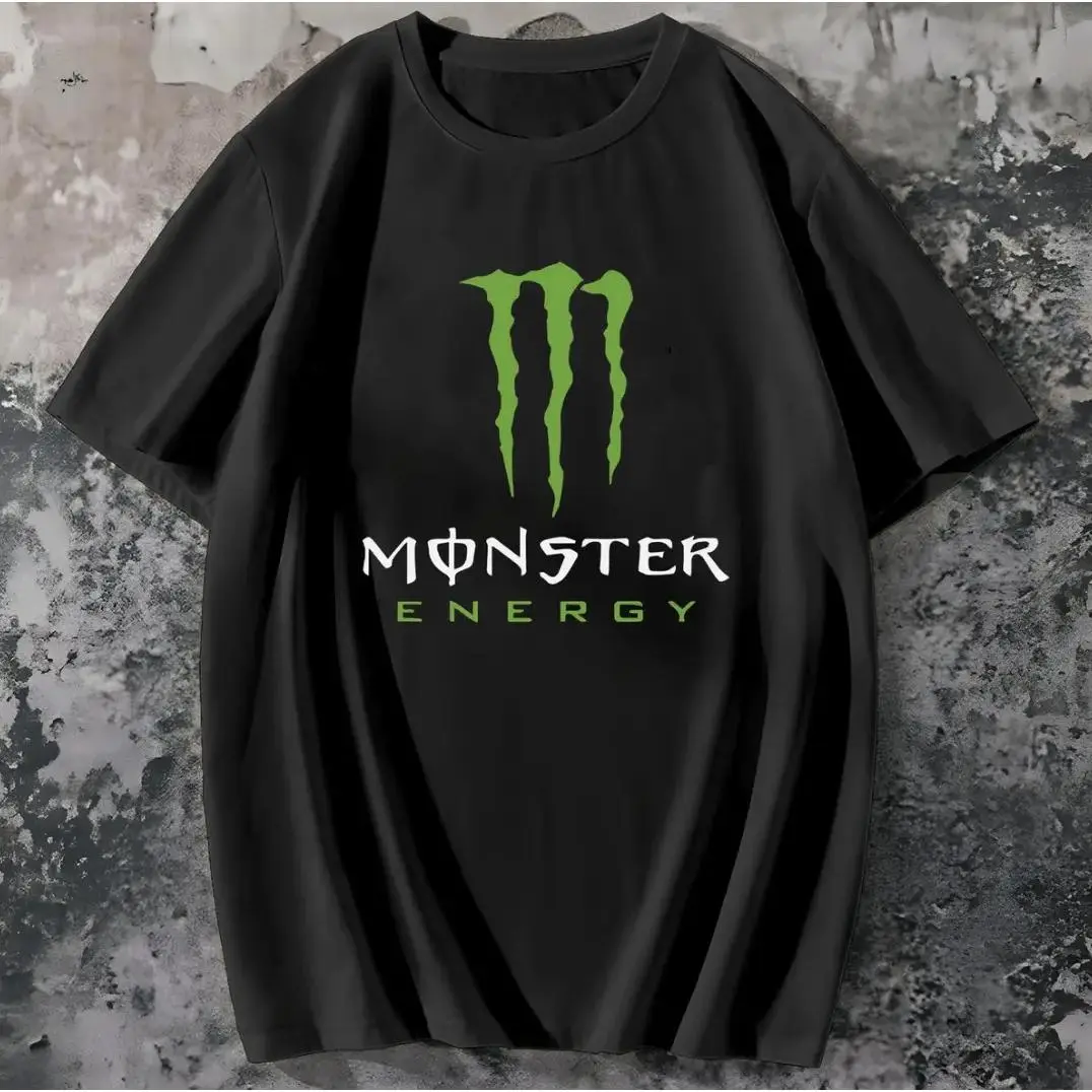 Monster Energy Green Claw Logo Graphic Tee, Vintage Grunge Dark Gothic Emo Style Streetwear Short Sleeve Crewneck Unisex Black T-Shirt