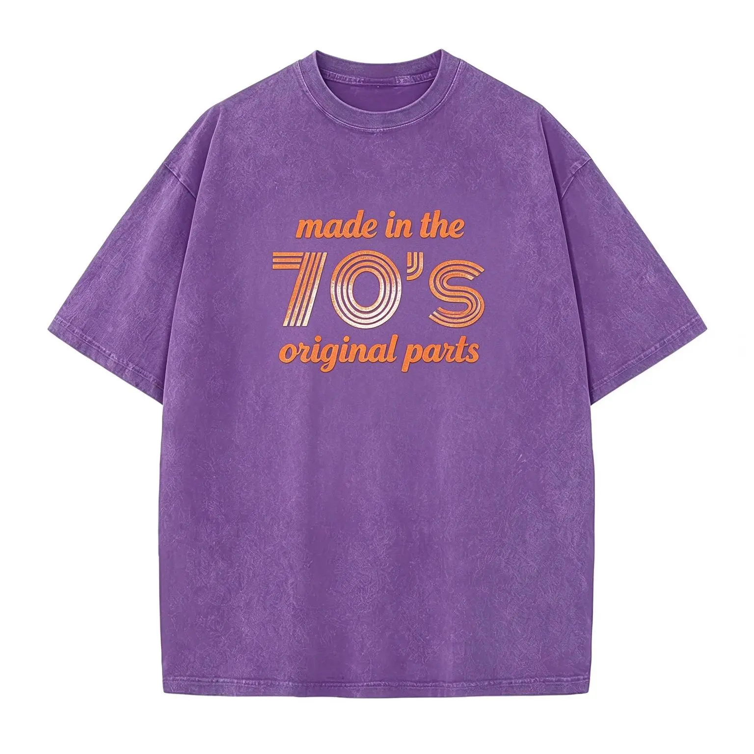 Made in the 70s Original Parts Retro Graphic T-Shirt, Bold Vintage Birthday Tee, Fitted or Washed Cotton Sporty Chic Streetwear Top for Women