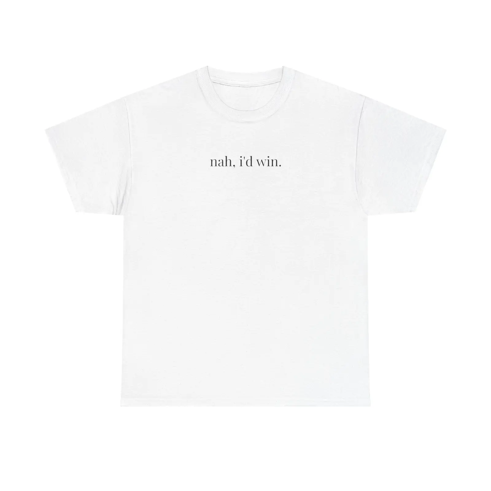 Nah I'd Win Lowkey Anime Tee, Minimalist Small Chest Text Anime Meme Graphic T-Shirt, Heavy Cotton Gildan Unisex Classic Fit Streetwear Top