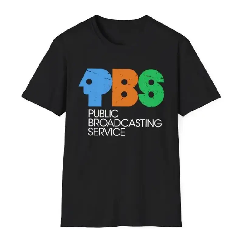 Vintage PBS Public Broadcasting Service Retro Logo Graphic Tee, 70s 80s Classic TV Fan Cotton Short Sleeve Round Neck Unisex T-Shirt