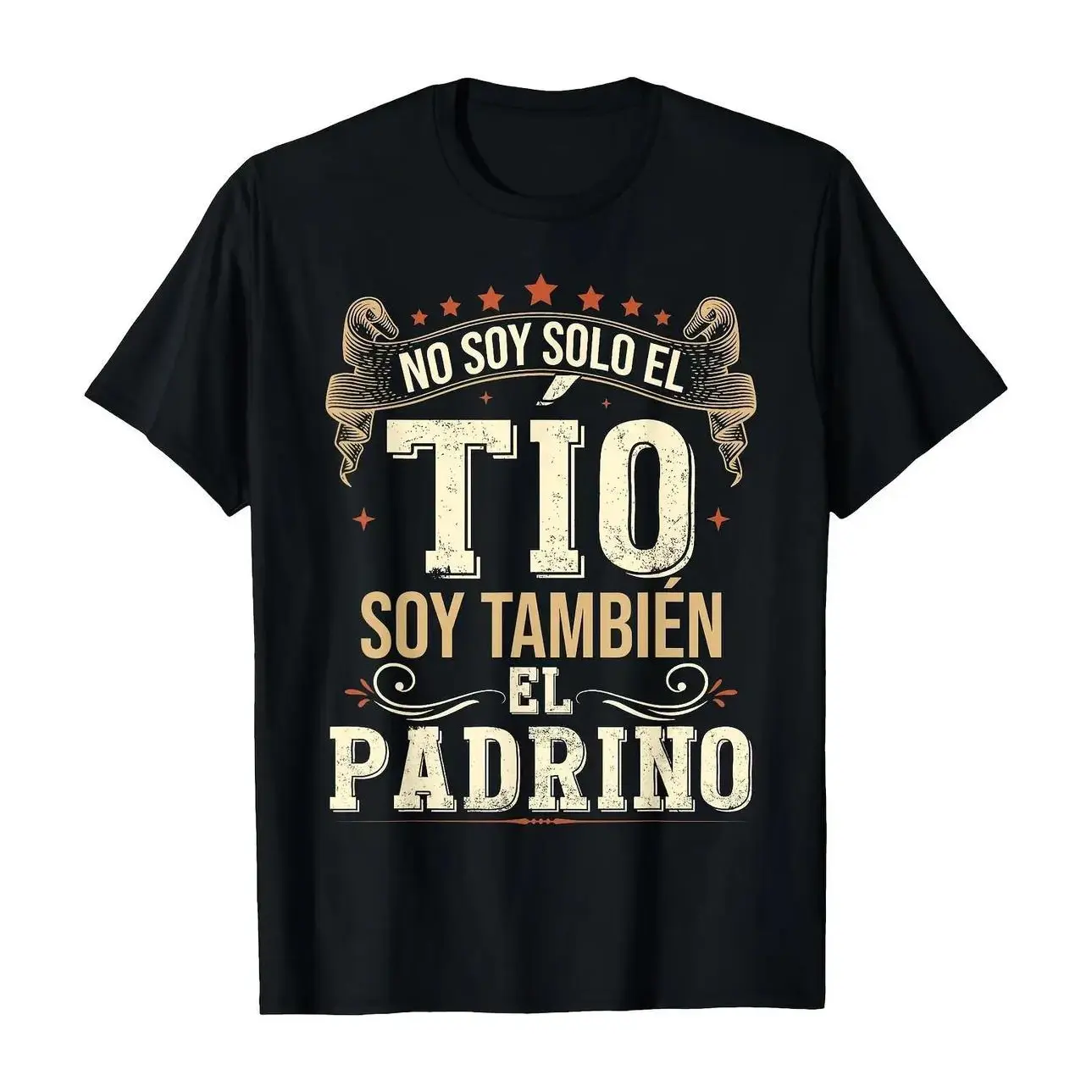 No Soy Solo El Tio Soy Tambien El Padrino Funny Spanish Godfather Saying Graphic Tee, Vintage Distressed Retro Print Cotton T-Shirt