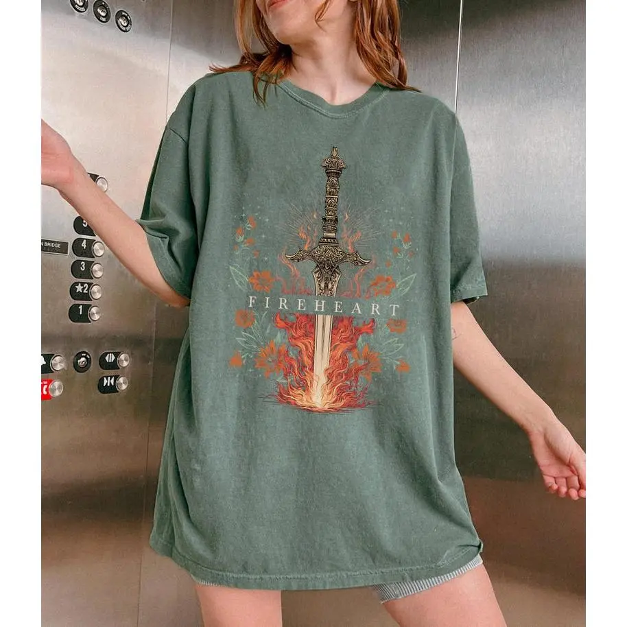 Aelin Fireheart Comfort Colors T-Shirt, Aelin Galathynius Throne of Glass TOG Merch Bookish Fantasy Romance Floral Flame Graphic Tee