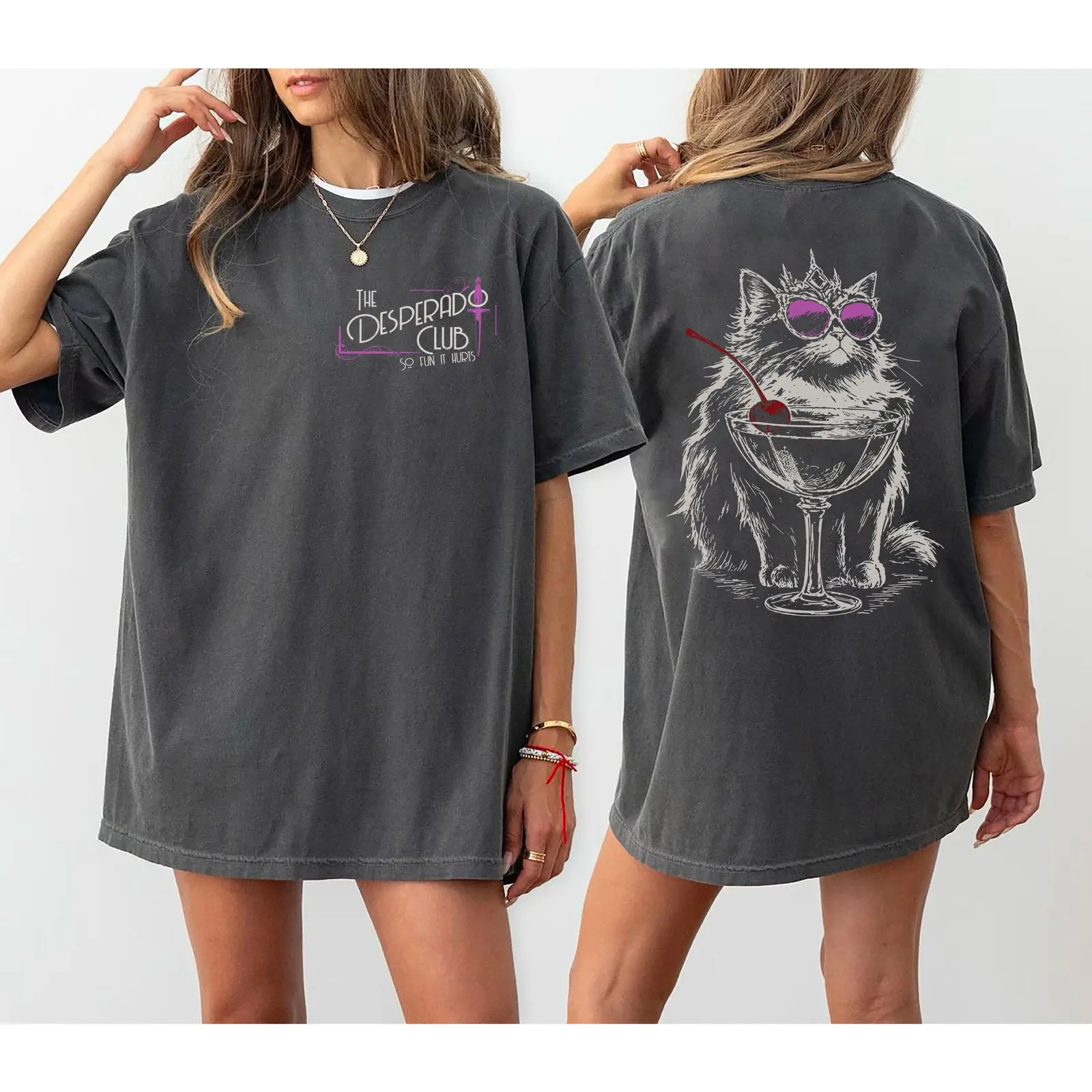 Vintage Princess Donut Approved Desperado Club Dungeon Crawler Carl Tee, So Fun It Hurts Cat Cocktail Front and Back Print Sweatshirt and Hoodie