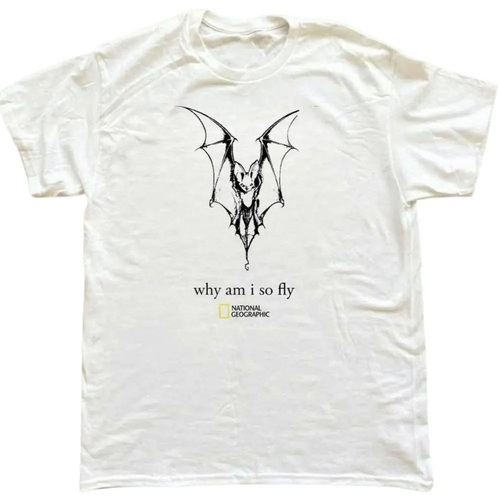 Why Am I So Fly Vintage Gothic Bat Graphic Tee, Spooky Animal Meme Nature Documentary Parody Grunge Streetwear Classic Cotton Unisex T-Shirt