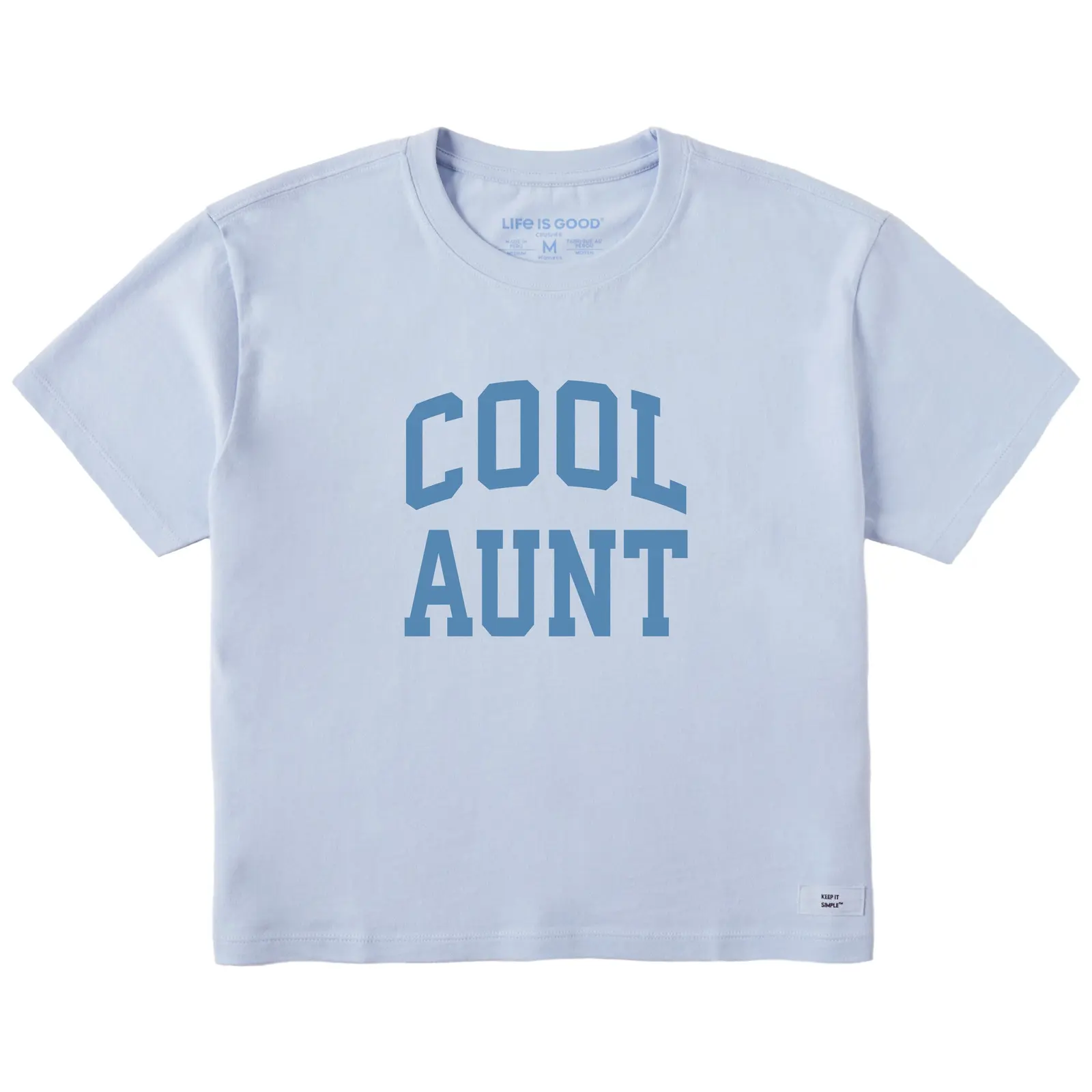 Cool Aunt Arch Varsity Letter Graphic Crusher Boxy Tee, Women's Relaxed Cropped Collegiate Short Sleeve T-Shirt for Aunts and Aunties