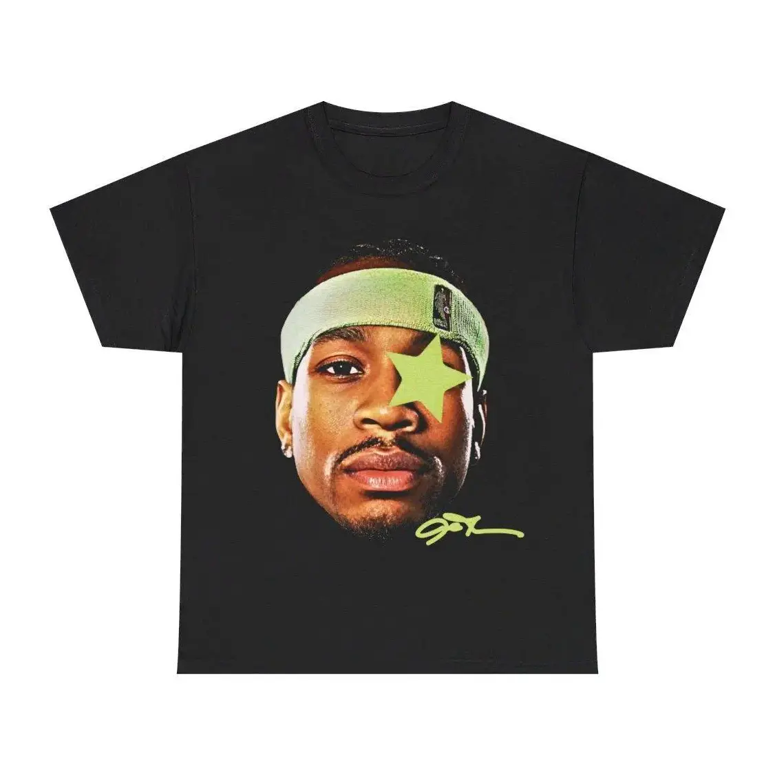 Allen Iverson Inspired Vintage Graphic T-Shirt, 90s Style Retro Basketball Headband Portrait Hip-Hop Streetwear Cotton Crewneck Tee