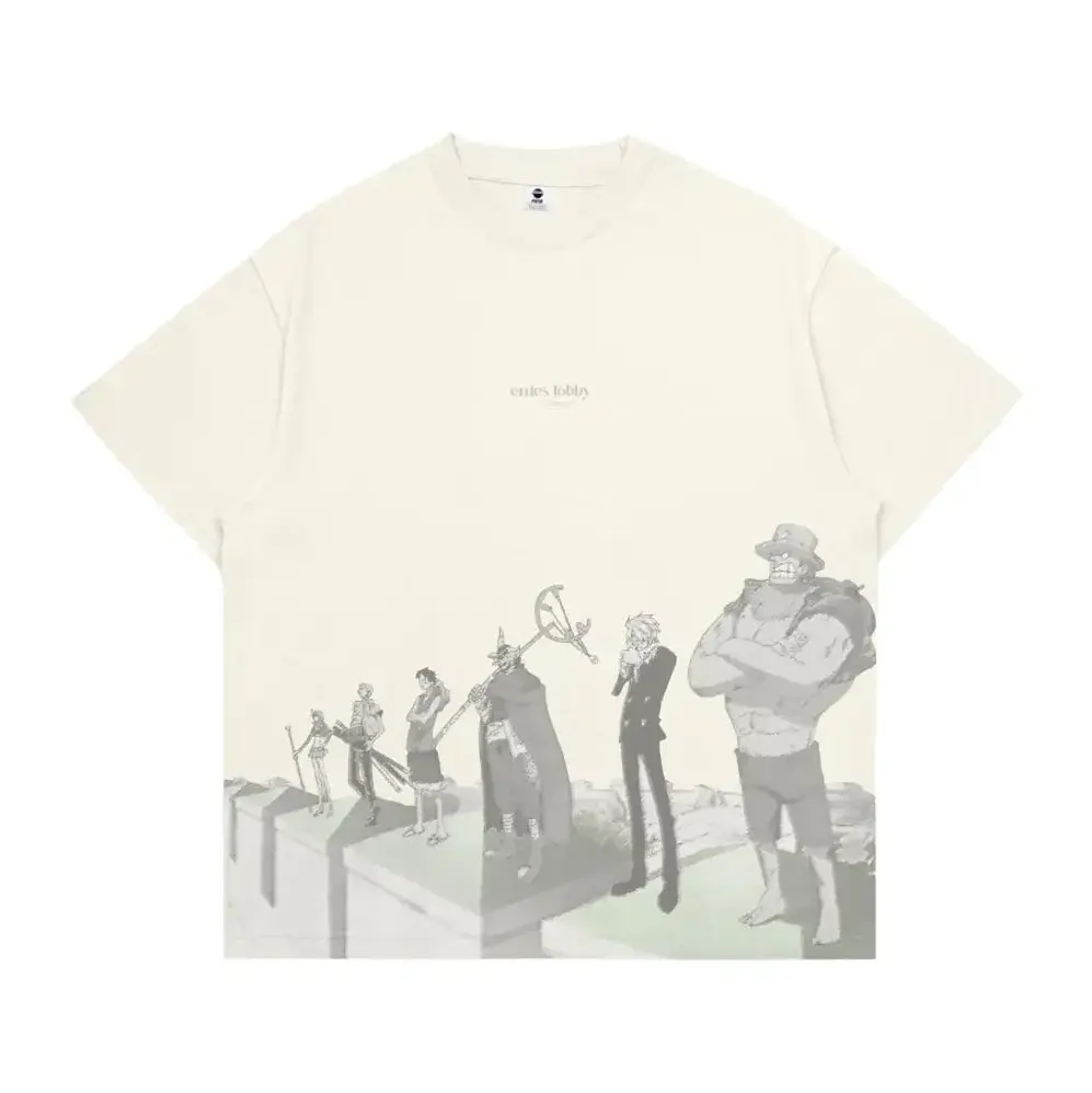 One Piece Straw Hat Pirates Enies Lobby Anime Graphic Tee, I Want to Live Front and Back Print, Loose Cotton Pirate Streetwear T-Shirt