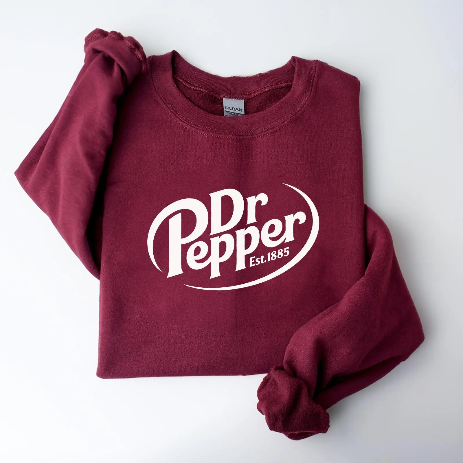 Dr Pepper Est 1885 Vintage Soda Lover Sweatshirt, Retro Logo Graphic Crewneck Pullover for Her, Fall Vibes Aesthetic Women's Letter Print Top
