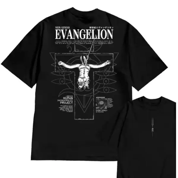 Neon Genesis Evangelion Unit 02 Unit 00 Lilith Anime Graphic Tee, Y2K Back Print Oversized 100 Percent Cotton Streetwear Unisex T-Shirt
