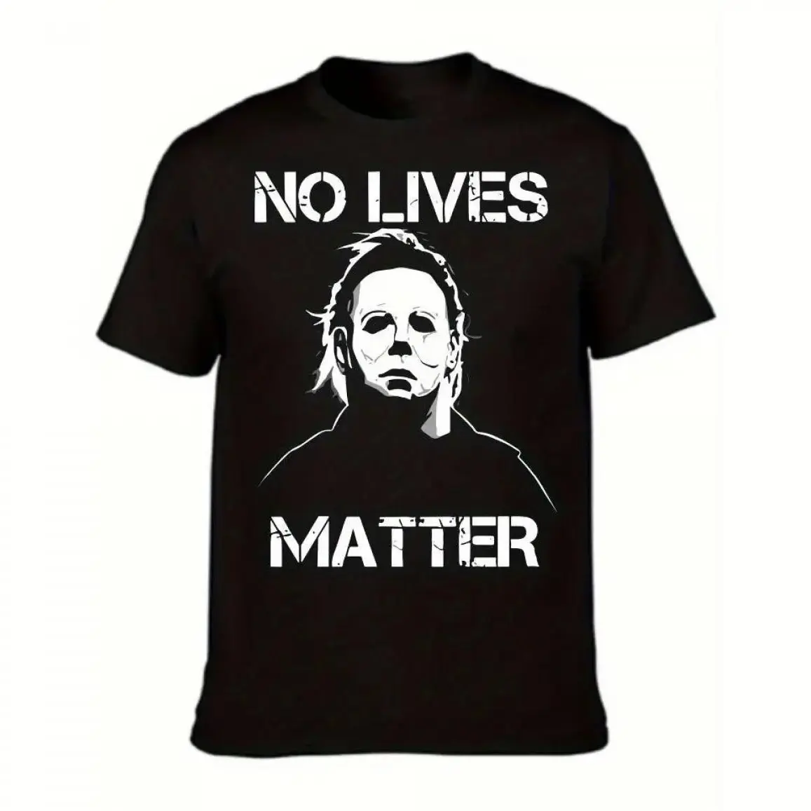 Michael Myers No Lives Matter Halloween Horror Movie Graphic Tee, Soft Wash Boxy Cut Cotton Unisex Casual Streetwear Short Sleeve T-Shirt