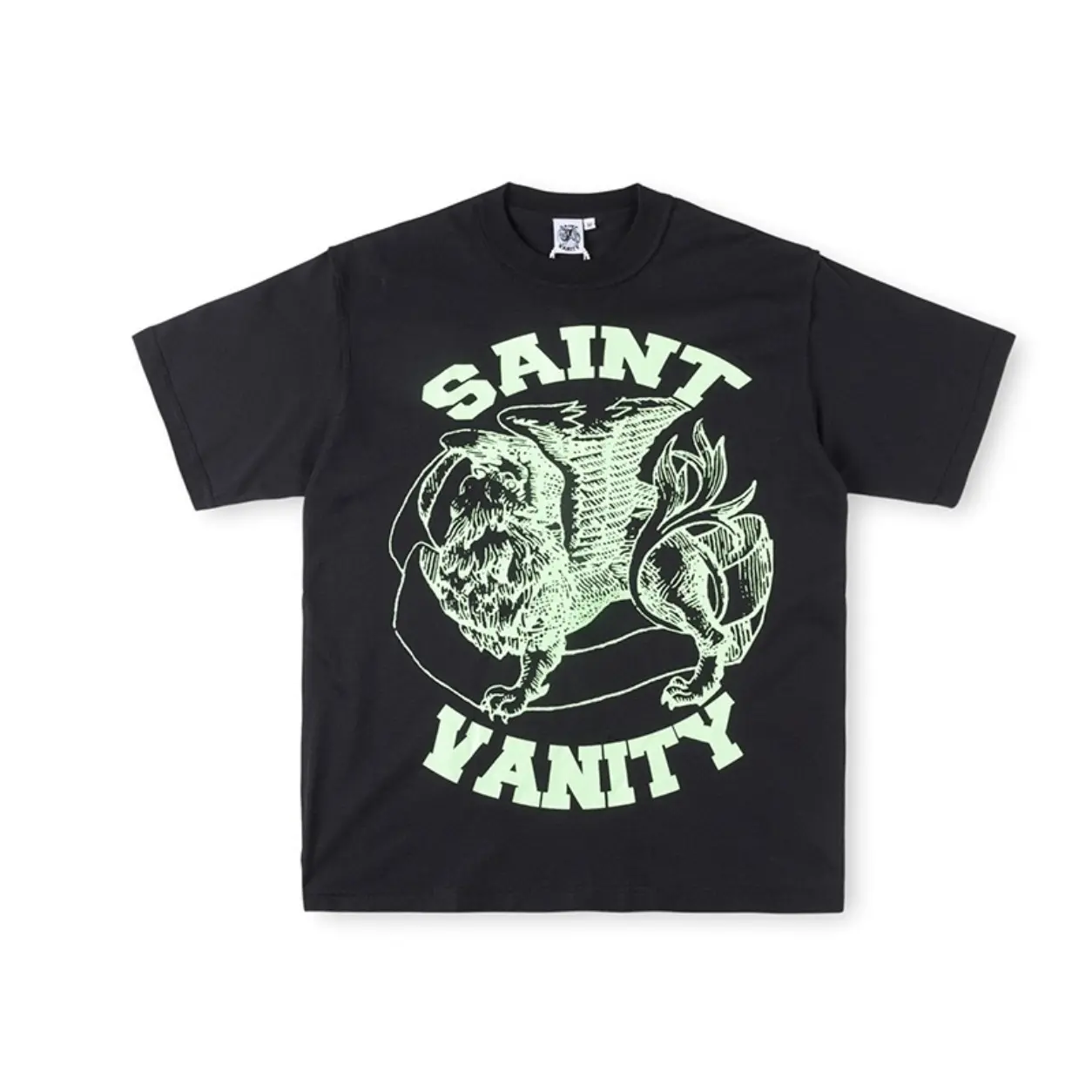 Saint Vanity Winged Lion Graphic Tee, Oversized Vintage Washed Y2K Streetwear Crewneck Short Sleeve Loose Fit Unisex Cotton T-Shirt