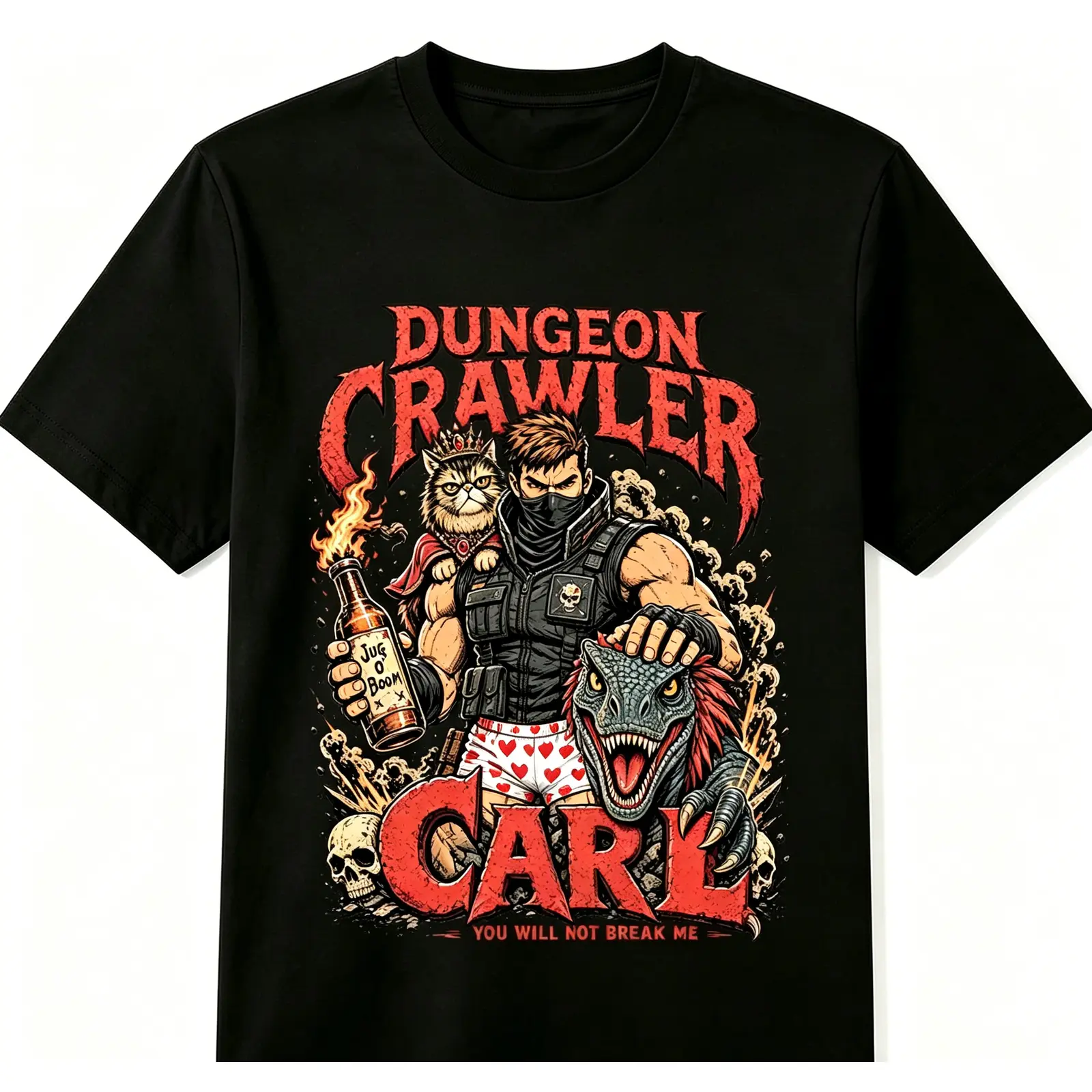 Dungeon Crawler Carl You Will Not Break Me Princess Donut Graphic Tee, Y2K Book Lover Fantasy Streetwear Oversized Unisex T-Shirt