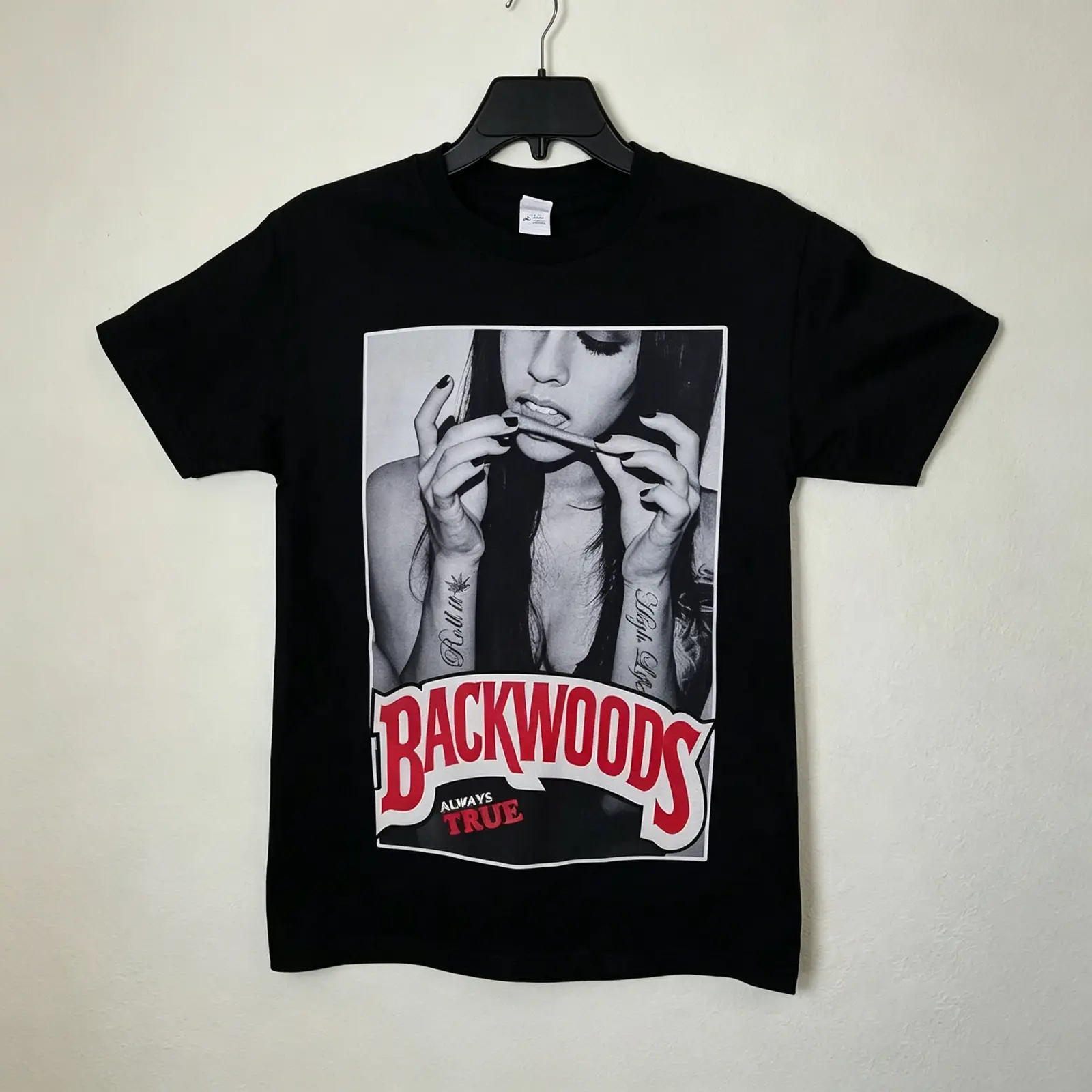 Backwoods Always True Roll It High Life Photo Graphic Tee, Vintage Smoke Culture Heavyweight Boxy Fit Cotton Streetwear T-Shirt