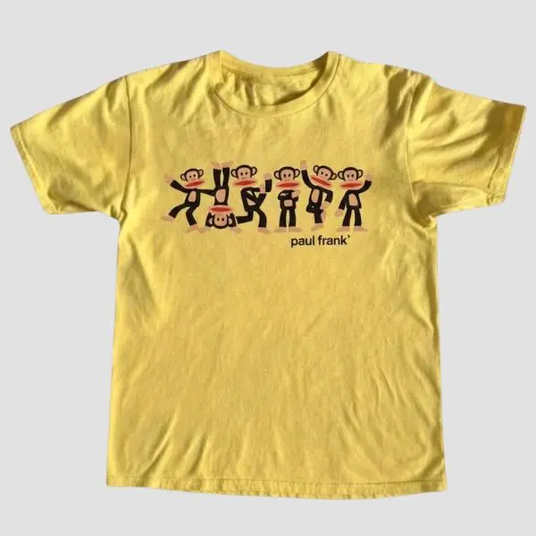 Paul Frank Dancing Julius Monkey Graphic Tee, Vintage Y2K Retro 2000s Fashion Cartoon Shirt, Unisex T-Shirt and Fitted Baby Tee