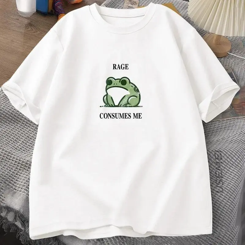 Rage Consumes Me Silly Frog Vintage Graphic Tee, Funny Retro Nature Lover Meme Shirt, Cute Grumpy Frog Cotton Short Sleeve Unisex T-Shirt