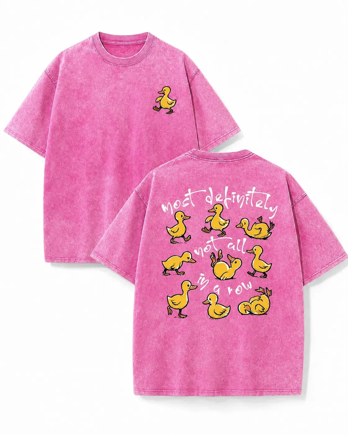 Most Definitely Not All Ducks In A Row Funny Duck Graphic Tee, Vintage Acid Wash Chaotic Energy Y2K Streetwear Oversized T-Shirt