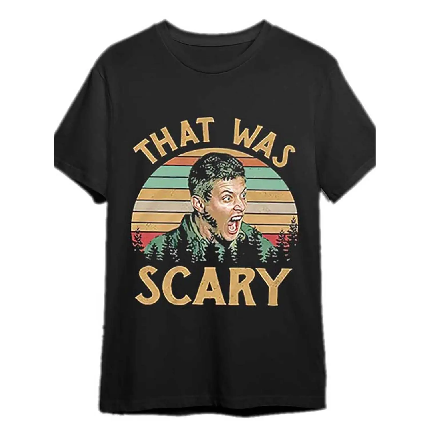 Vintage Dean Winchester That Was Scary Supernatural Graphic Tee, Retro Sunset TV Show Fan Shirt, Relaxed Fit Round Neck Cotton T-Shirt for Men