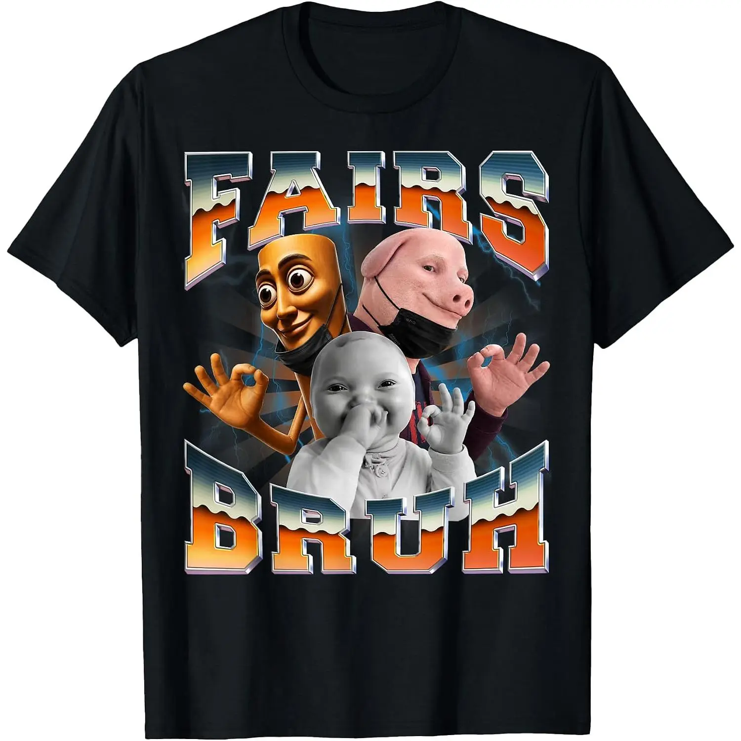 Funny John Pork Tung Tung Sahur AI Baby Fairs Bruh Slang Meme T-Shirt, Brainrot Bootleg Graphic Tee, Unisex Cotton Streetwear Shirt