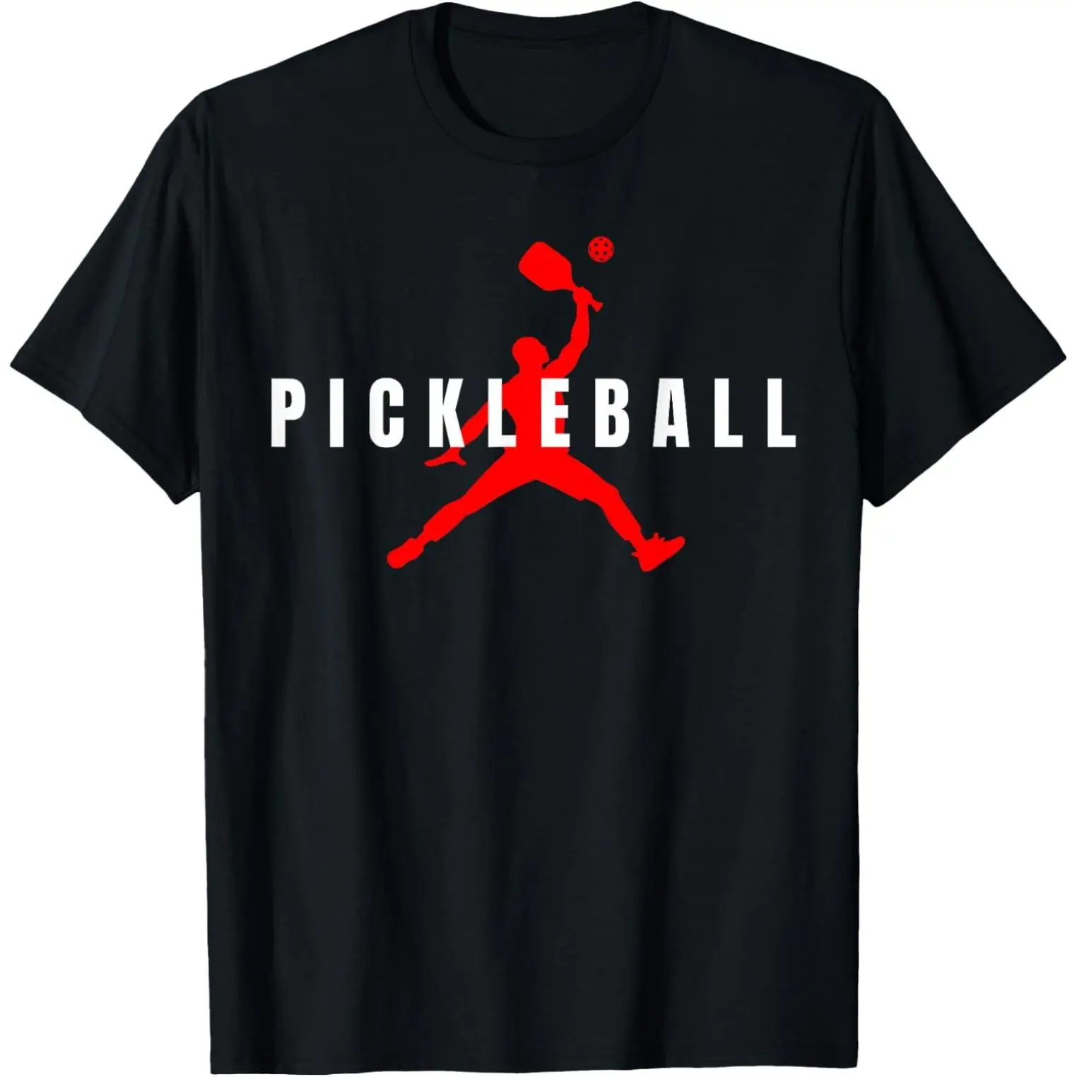Pickleball Jumping Player Silhouette Funny Graphic Logo Tee, Sporty Streetwear Pickleball Lover Short Sleeve Unisex Cotton T-Shirt