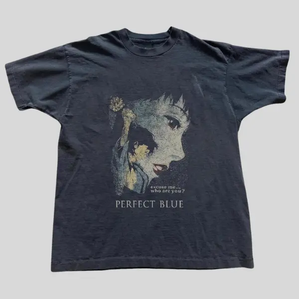 Perfect Blue Graphic Tee, Vintage Anime Y2K Style Mima Portrait T-Shirt, Retro 2000s Fashion Casual Streetwear Unisex Cotton Shirt