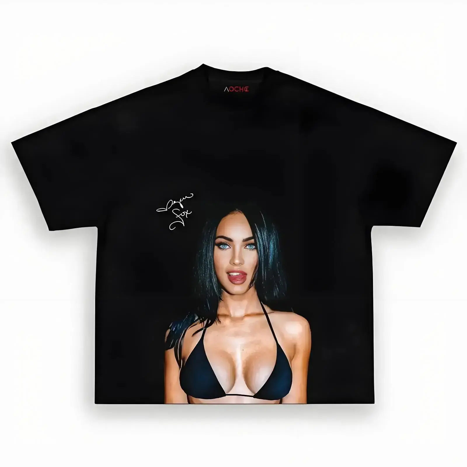 Megan Fox Star Retro Design Classic Hollywood Celebrity Photo Print Graphic Tee, Streetwear Unisex Cotton Crewneck Short Sleeve T-Shirt