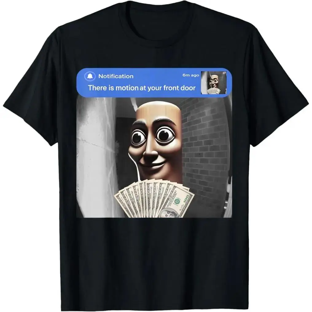 There Is Motion at Your Front Door Sahur Meme Graphic Tee, Funny Doorbell Camera Notification Streetwear Unisex Cotton T-Shirt