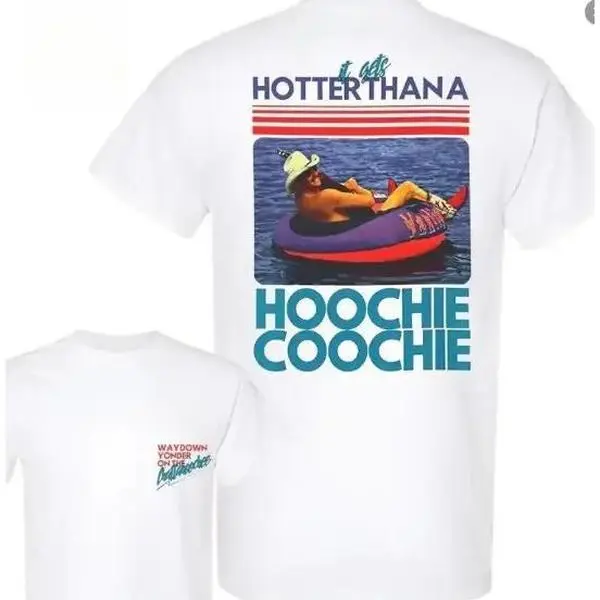 Hotter Than A Hoochie Coochie Chattahoochee Country Concert Tee, Vintage Western Nashville Lake Party Cowboy Two-Sided Graphic Unisex T-Shirt