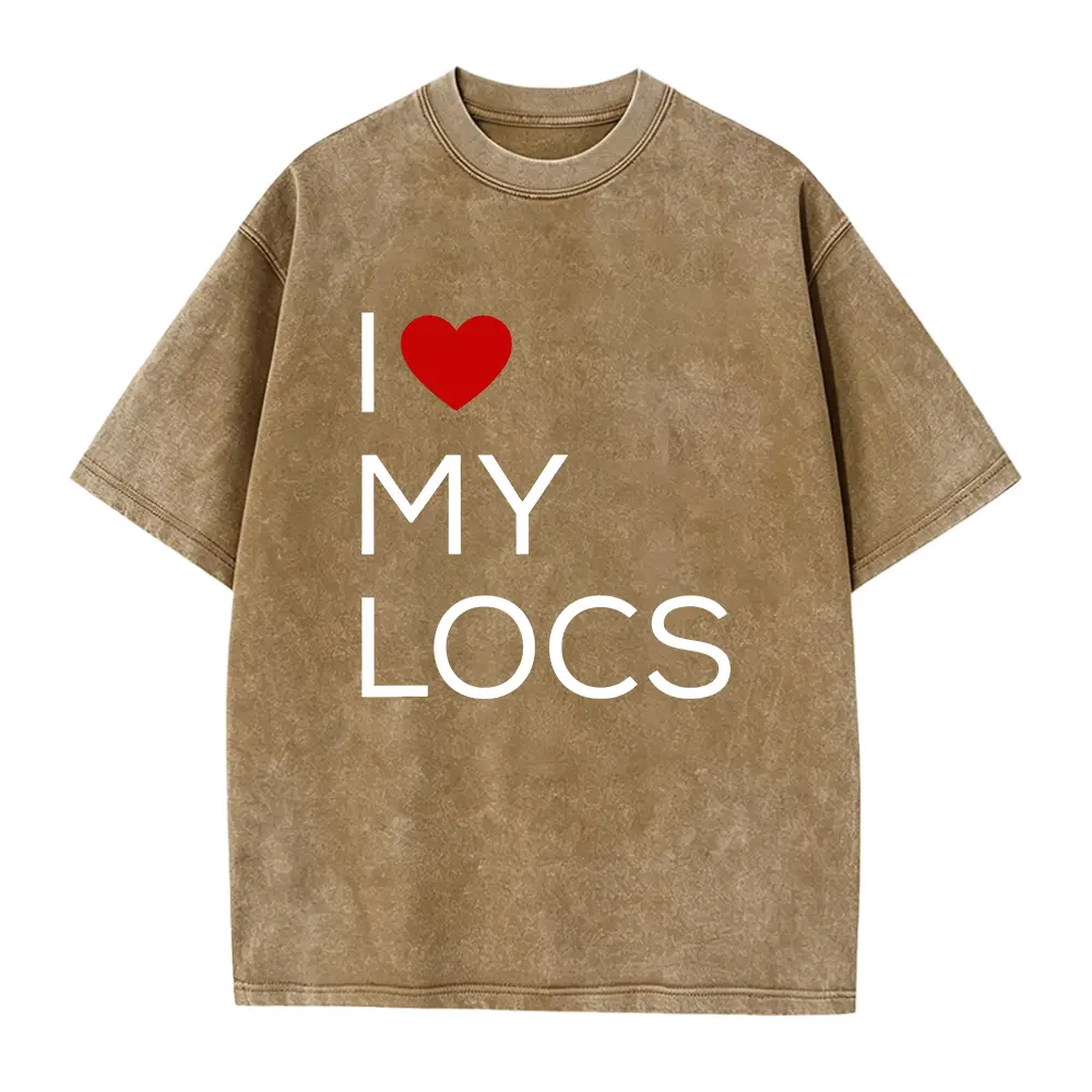 I Love My Locs Natural Hair T-Shirt, Dreadlock Community Heart Graphic Tee, Unisex Oversized Crew Neck Vintage Washed Cotton Shirt